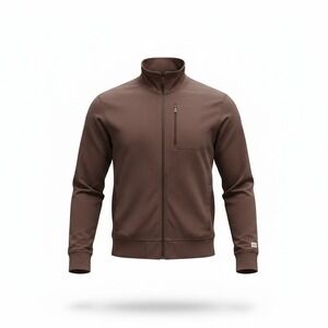 Pact Full Zip Jacket Mens L Brown Organic Cotton French Terry Activewear
